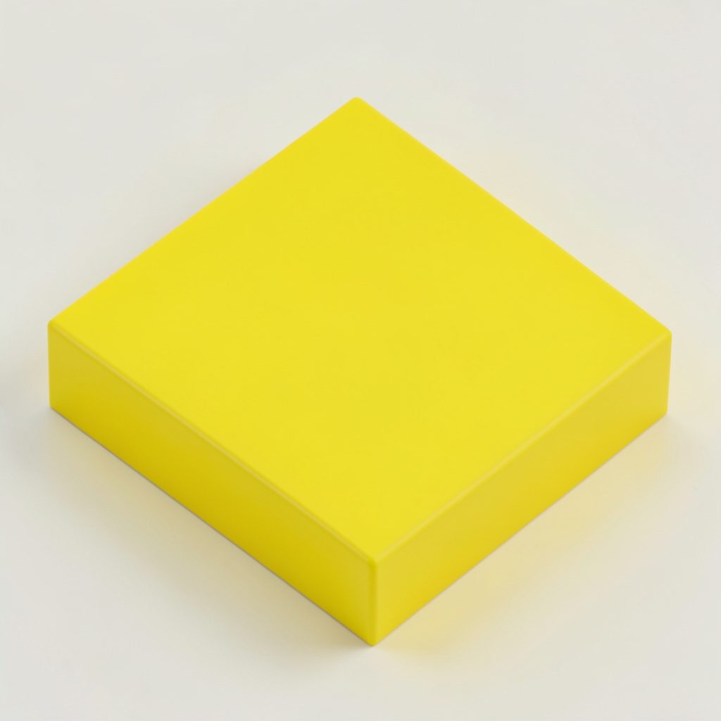 Isometric 3D render of yellow headphones and a microphone on a dark grey desk, black and gold color palette